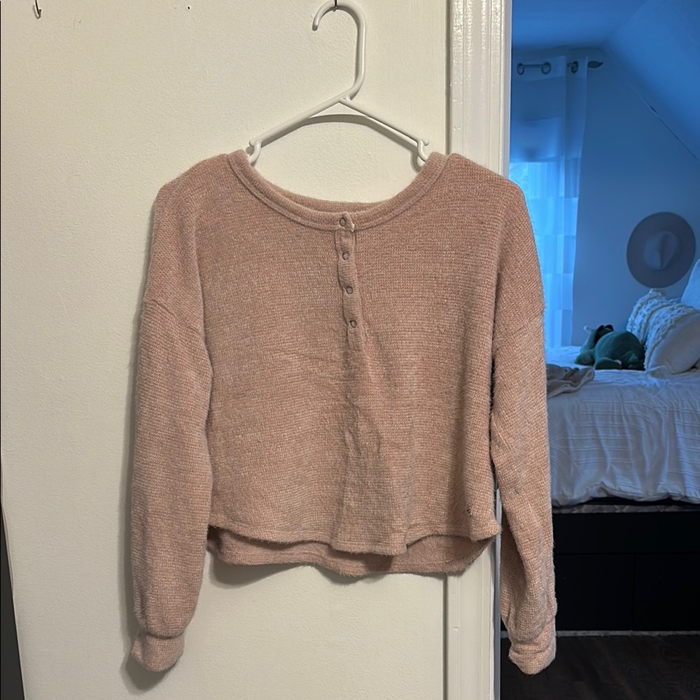 Cozy Pink Button-Up Sweater